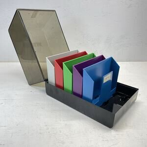 Vintage SRW Minidex 60 5.25" Floppy Disk Case w/ 5 Colored Dividers
